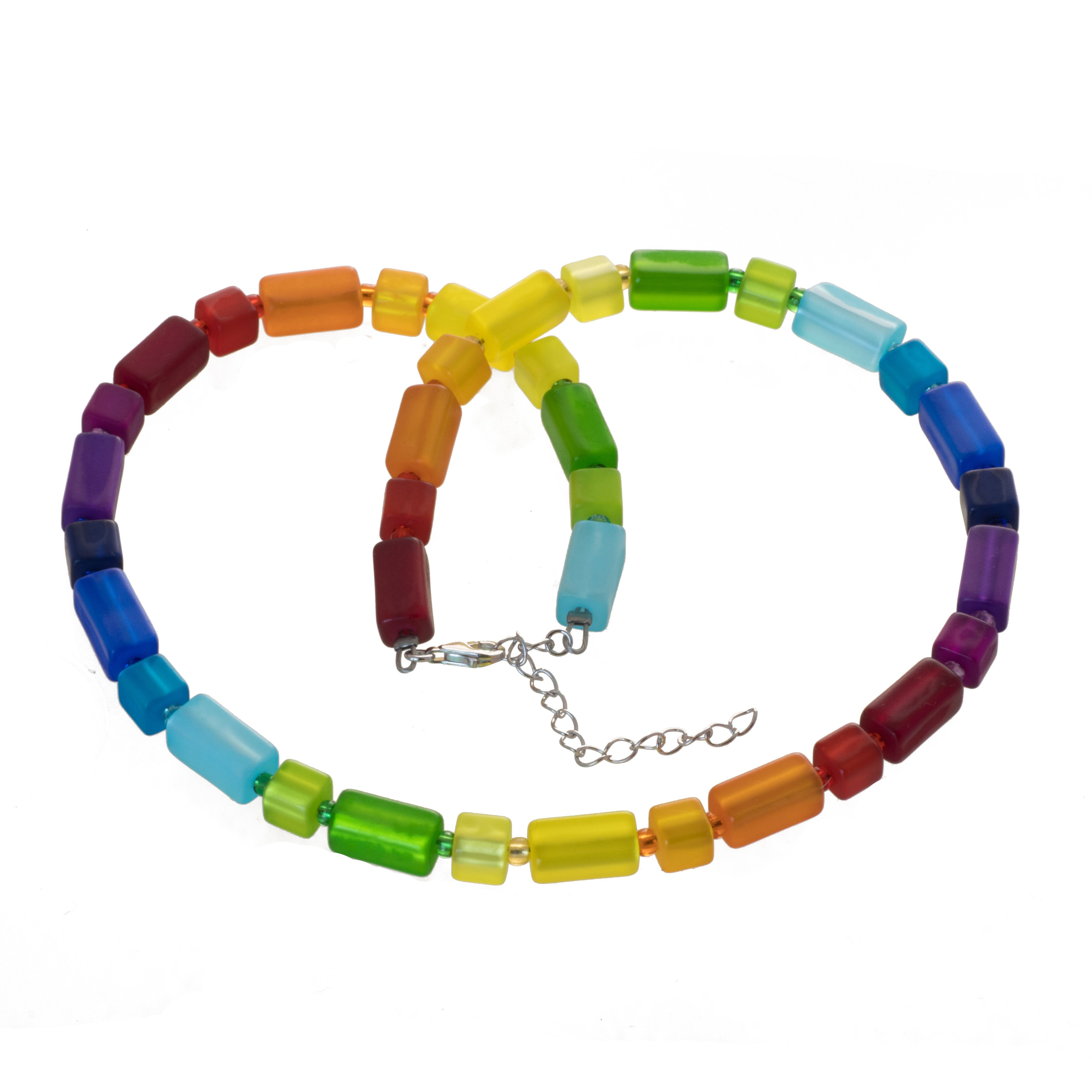 Bella Carina Perlenkette Polaris Perlen Würfel Regenbogen, mit Polaris Perlen