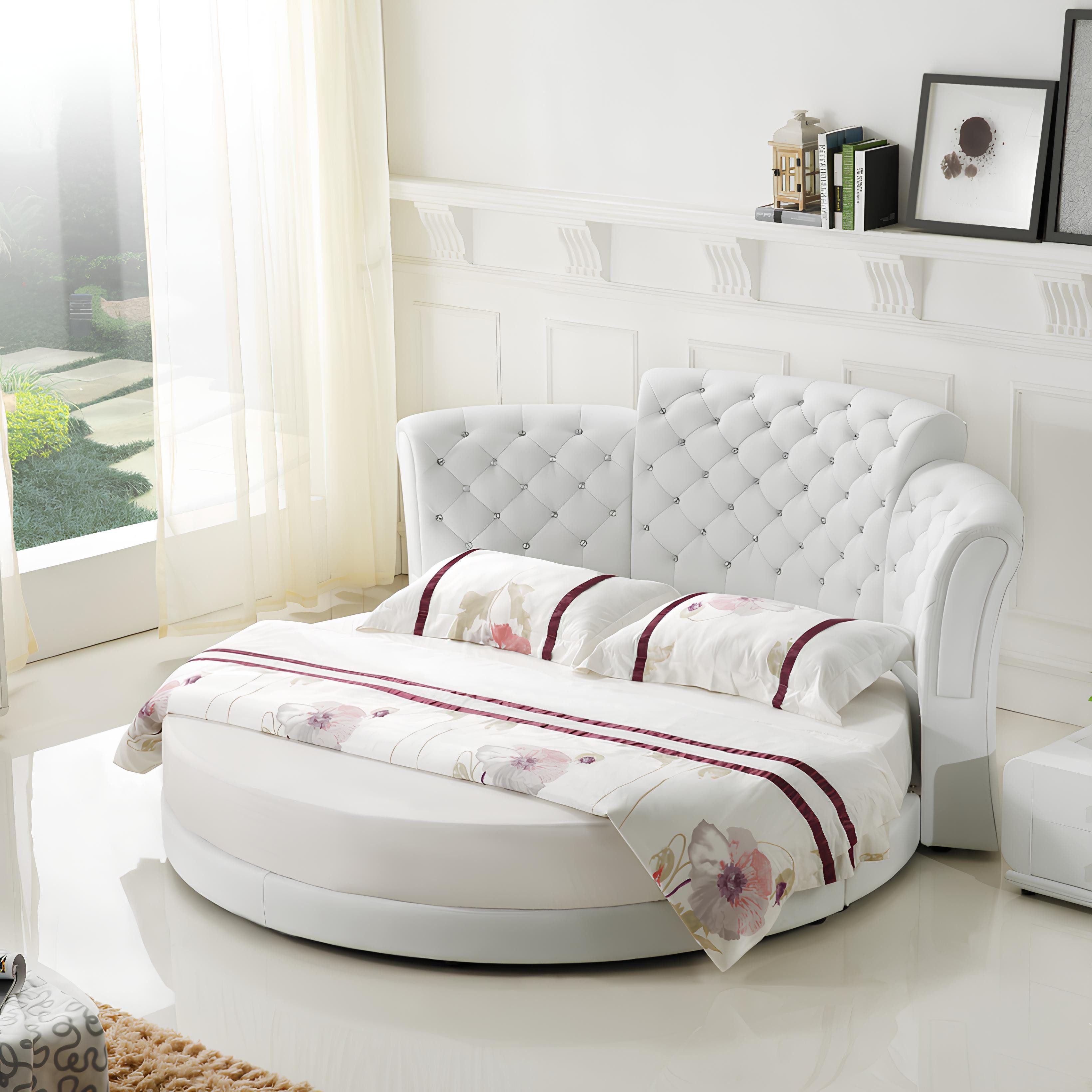 Rundbett Luxuriöses Chesterfield-Doppelbett für das Schlafzimmer in runder