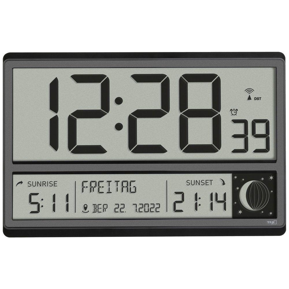 TFA Dostmann Wanduhr TFA Dostmann 60.4524.01 Funk Wanduhr 360 cm x 28 mm x 235 mm Schwarz