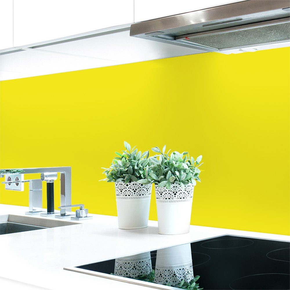 DRUCK-EXPERT Küchenrückwand Küchenrückwand Gelbtöne Unifarben Premium Hart-PVC 0,4 mm selbstklebend Schwefelgelb ~ RAL 1016
