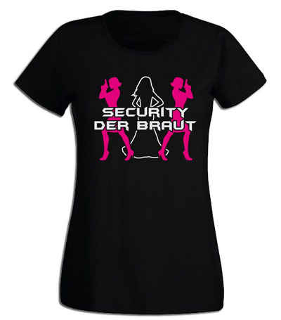 G-graphics T-Shirt Damen T-Shirt - Security der Braut JGA-Shirt, Junggesellinnen-Abschied, Poltershirts, mit Frontprint / Aufdruck auf der Vorderseite, Bachelorette, Slim-fit, für Begleiterin / Begleitung
