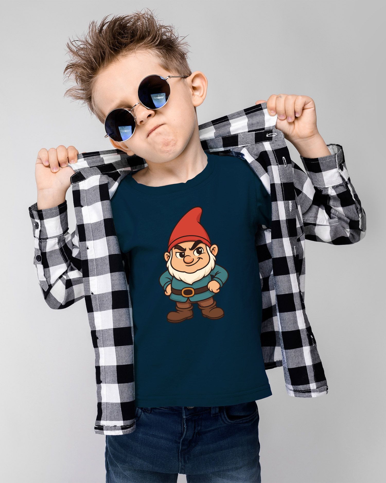 MoonWorks Print-Shirt Kinder T-Shirt Jungen Gartenzwerg Wichtel Aufdruck lustig Printshirt