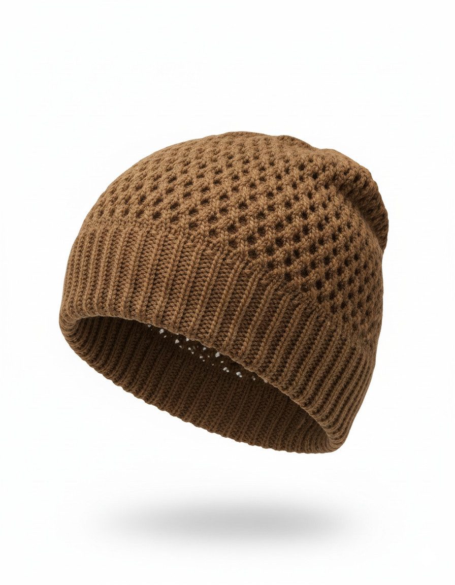 styleBREAKER Strickmütze Strick Beanie Mütze mit Loch Muster (1-St)