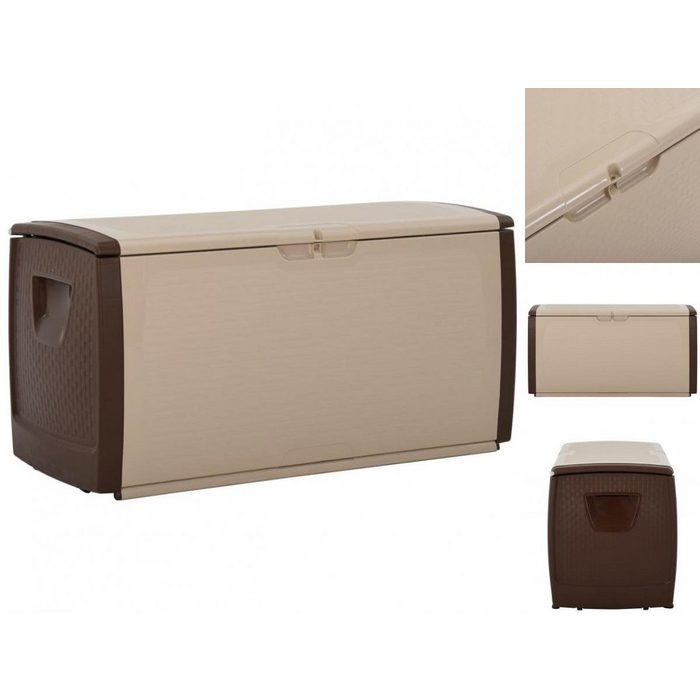 vidaXL Auflagenbox Auflagenbox Aufbewahrungsbox Kissenbox Kunststoff Beige und Braun 122x