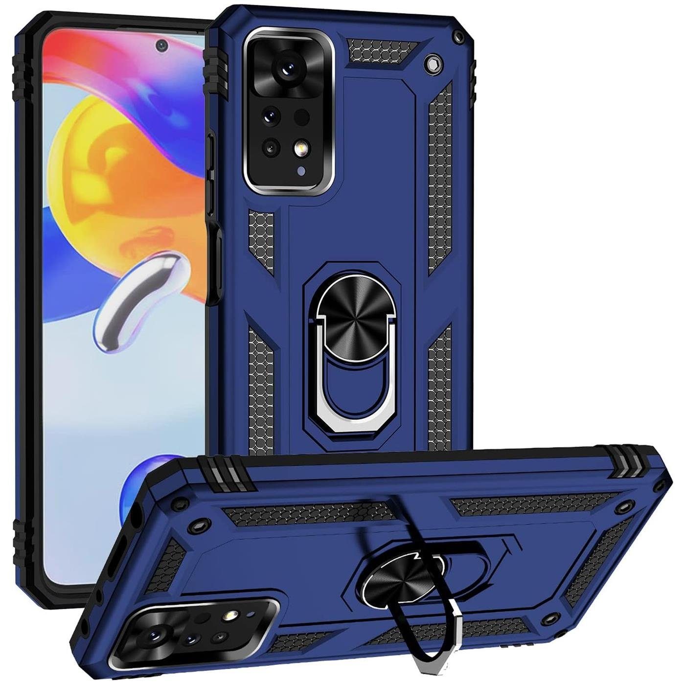 CoolGadget Handyhülle Armor Shield Case für Xiaomi Redmi Note 11 Pro 4G / 5G 6,67 Zoll, Outdoor Cover Magnet Ringhalterung Handy Hülle für Redmi Note 11 Pro