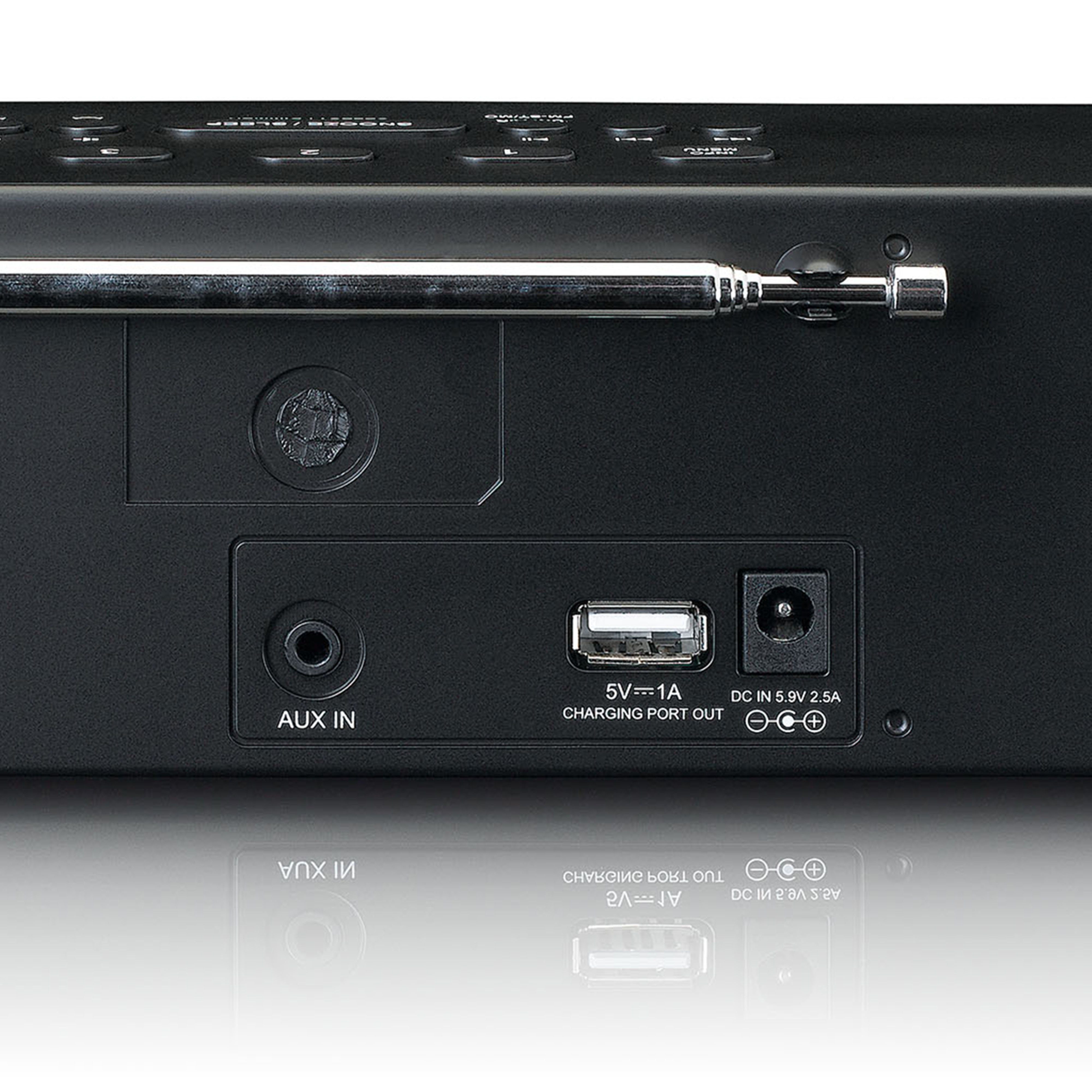 Lenco Radiowecker CR-640BK schlichtes Design, integrierte Lautsprecher & Backup-Batterie – Bild 5 von 5