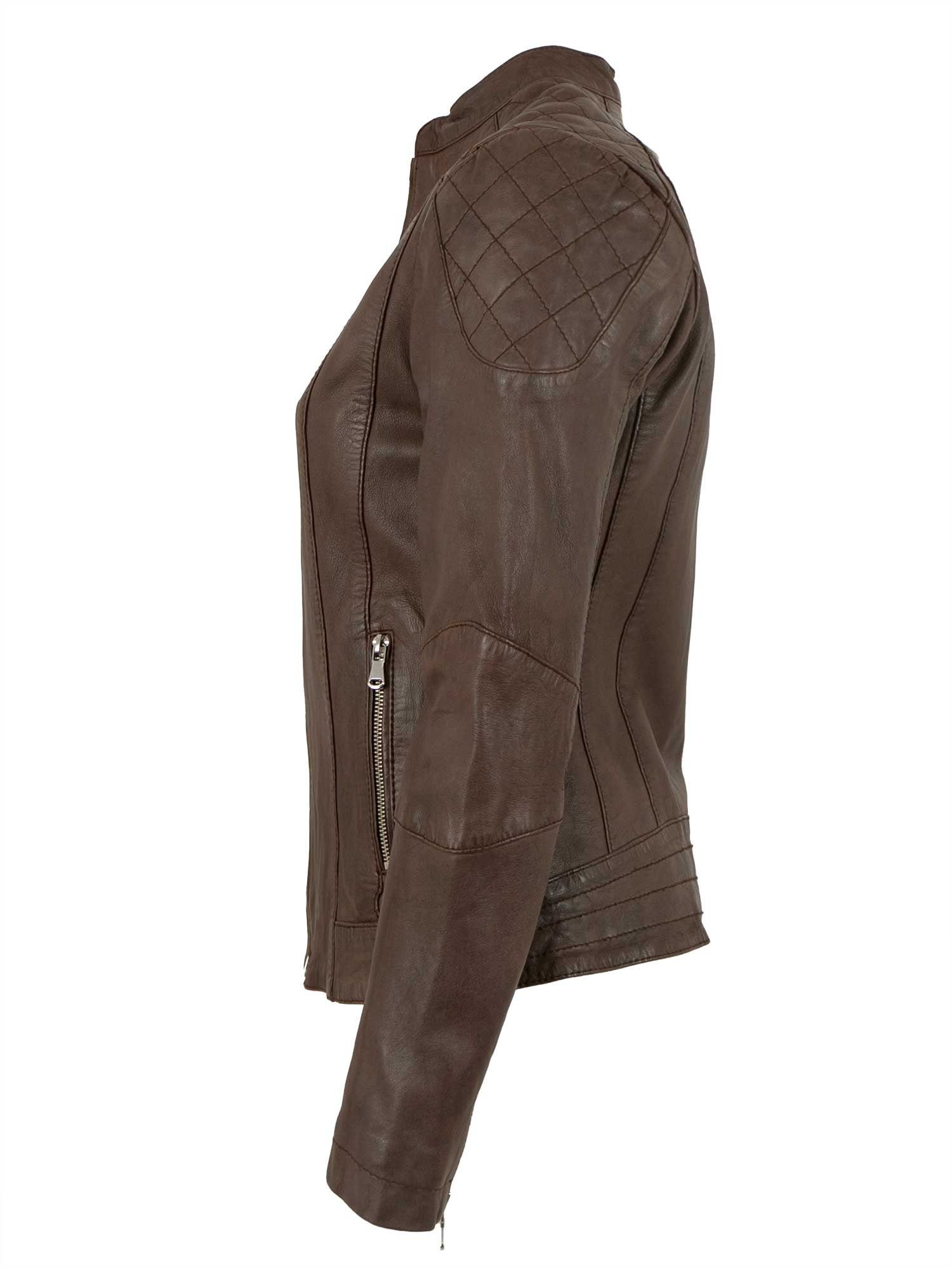 7eleven Lederjacke Rita/L 7eleven - Damen Lederjacke Lammnappa braun günstig online kaufen