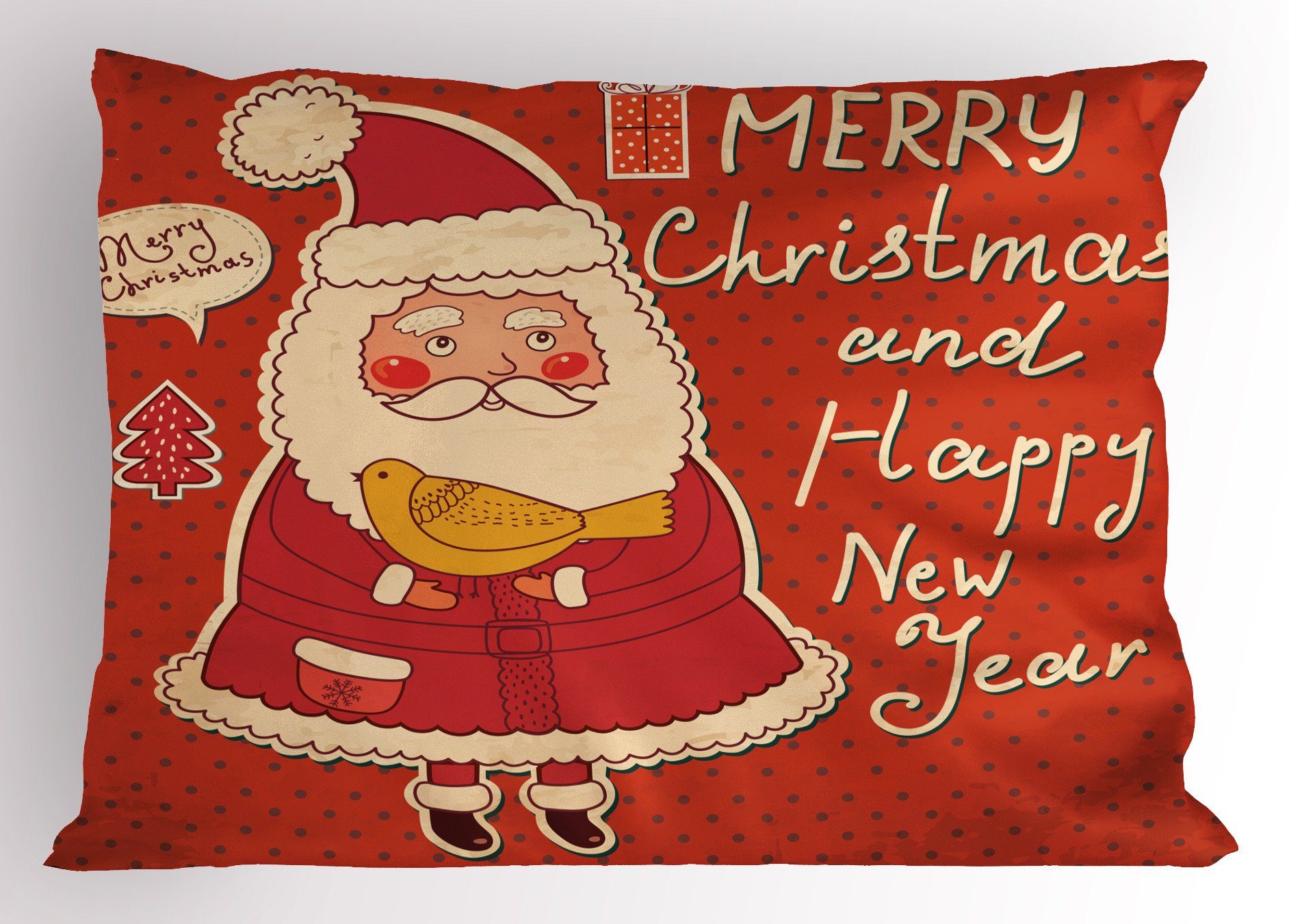 Kissenbezüge Dekorativer Standard King Size Gedruckter Kissenbezug, Abakuhaus (1 Stück), Weihnachten Santa and Yellow Bird