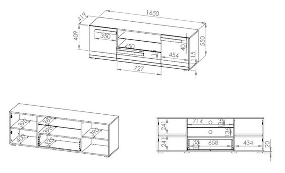 Blanco, Lowboard B/T/H: cm / cm 55 Feldmann-Wohnen cm / 165 42