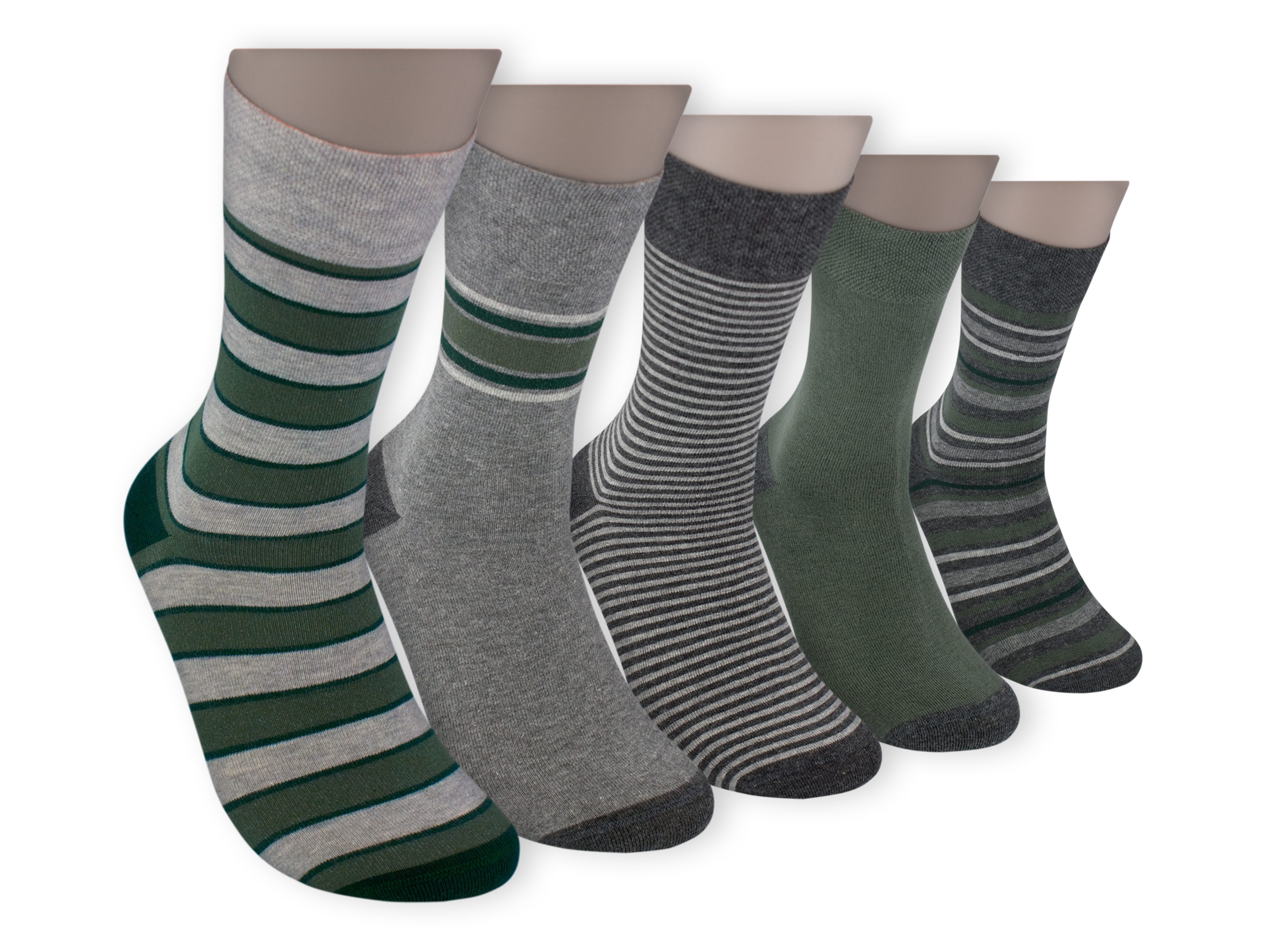 Die Sockenbude Basicsocken RINGEL (Bund, 5-Paar, grau grün) weicher Bund günstig online kaufen