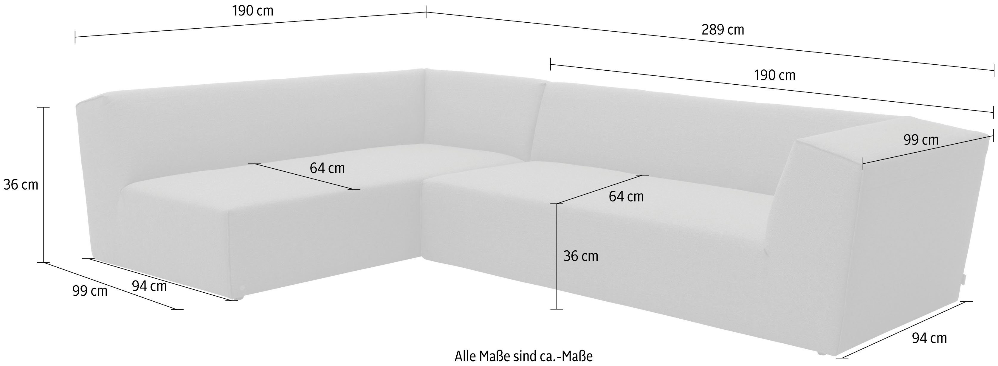 TAILOR aus 56 mane ELEMENTS, Ecksofa 2 HOME Sofa-Eckelementen, TOM blue TBO Set, ice links