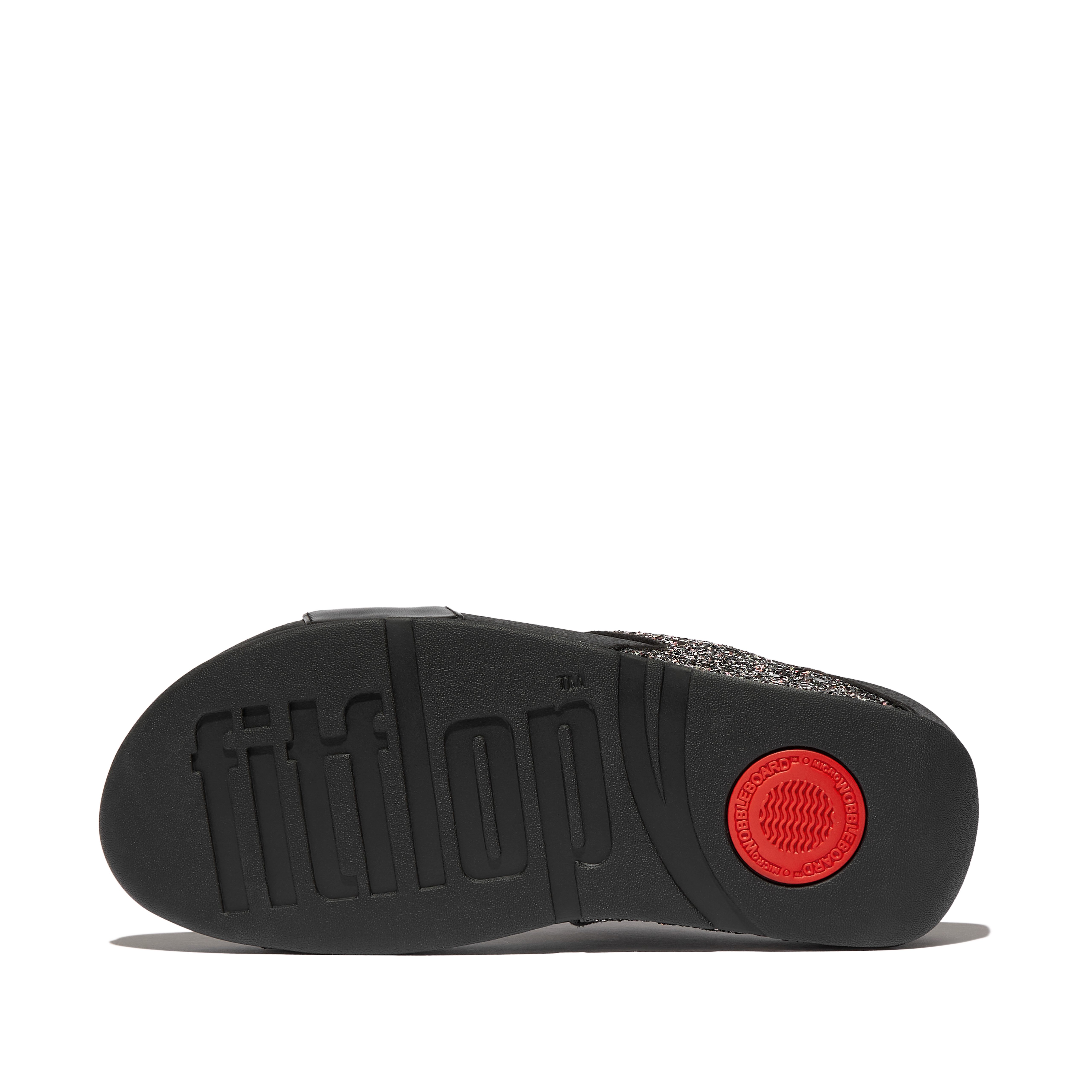 Fitflop LULU MULTI-TONAL GLITTER SLIDES Pantolette Keilabsatz, Sommerschuh, Schlupfschuh mit Glitzer besetzt