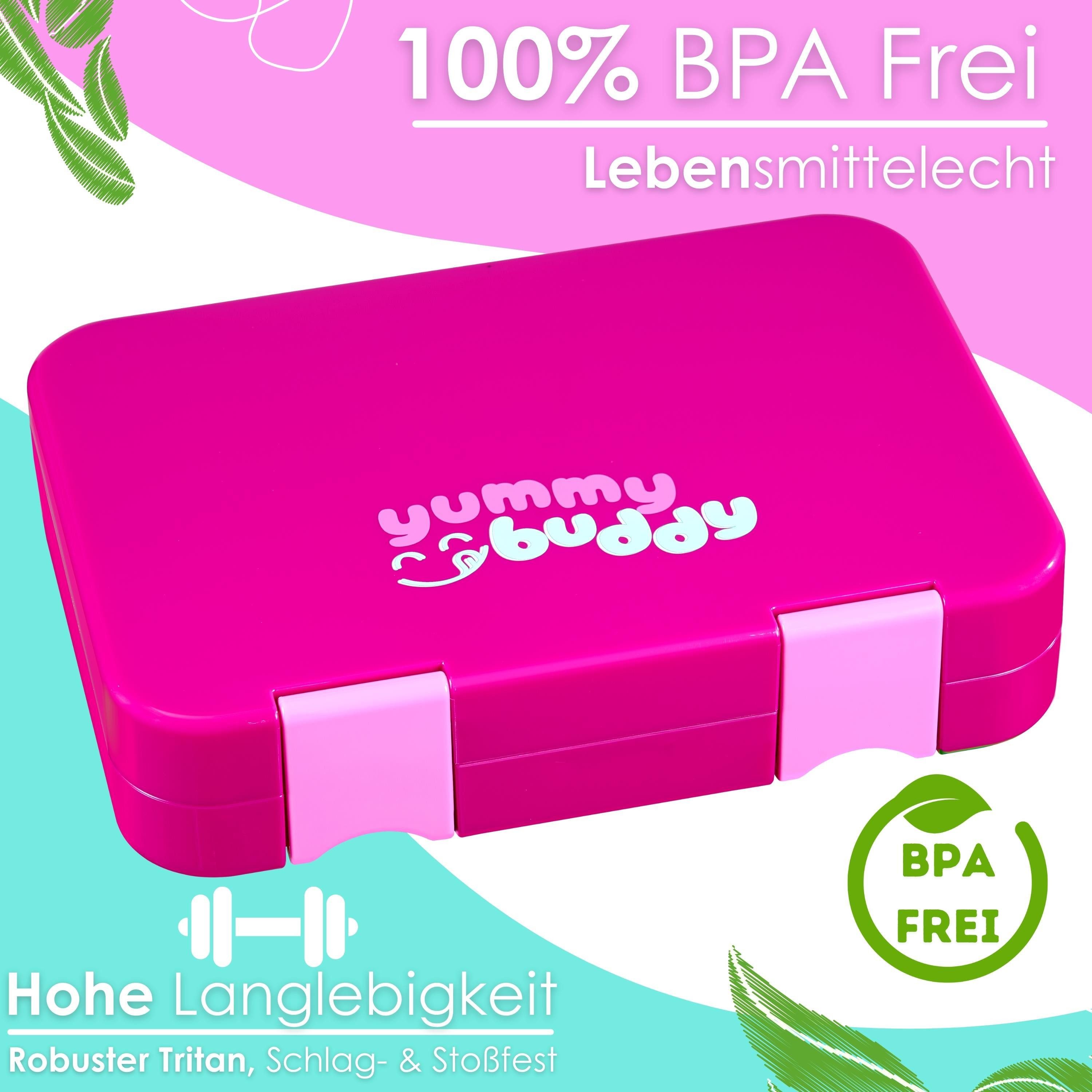 ecosa Lunchbox EO-8172 yummy buddy Kinder Brotdose, Tritan, (Brotdose, 4-tlg), Kinderfreundliche Verriegelung,BPA-Frei,Auslaufsicher,Vesperdose – Bild 5 von 5