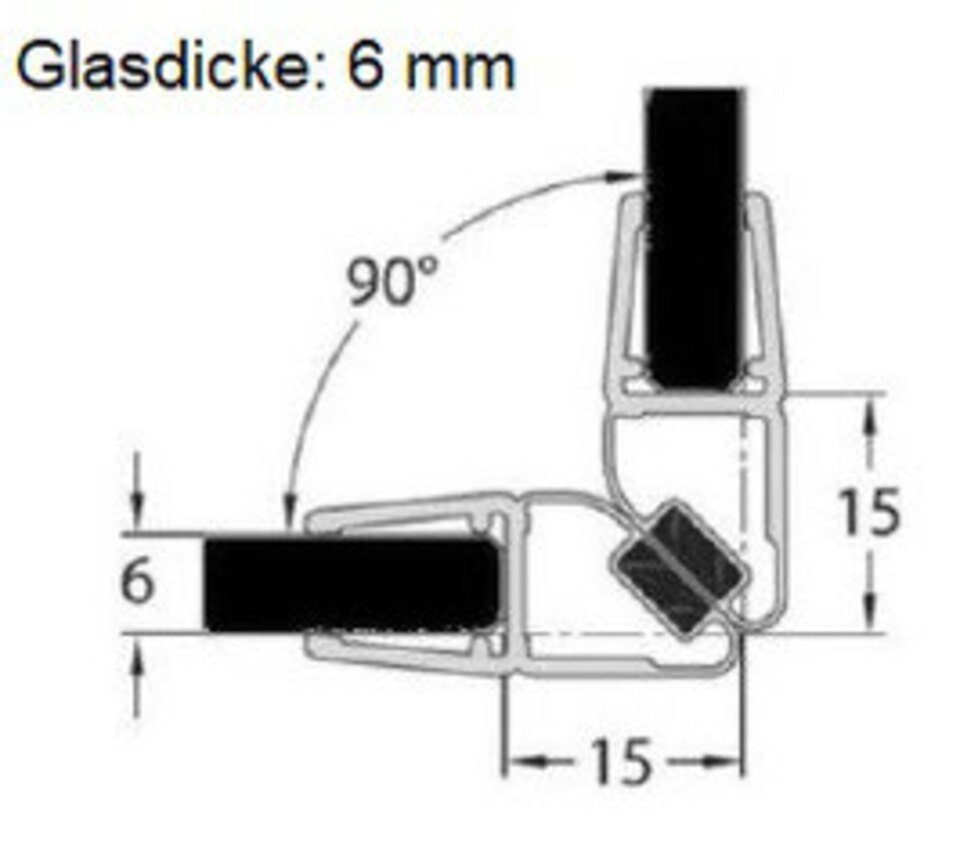 Kristhal Dusch- & Baddesign Duschdichtung Duschtür Magnetdichtung 90° (1 Paar), für 6 und 8 mm Glasdicke, L: 200 cm, individuell kürzbar – Bild 4 von 5