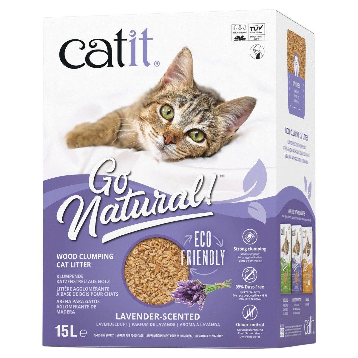 Katzenstreu Go Natural! Holzeinstreu Lavendel 15 l