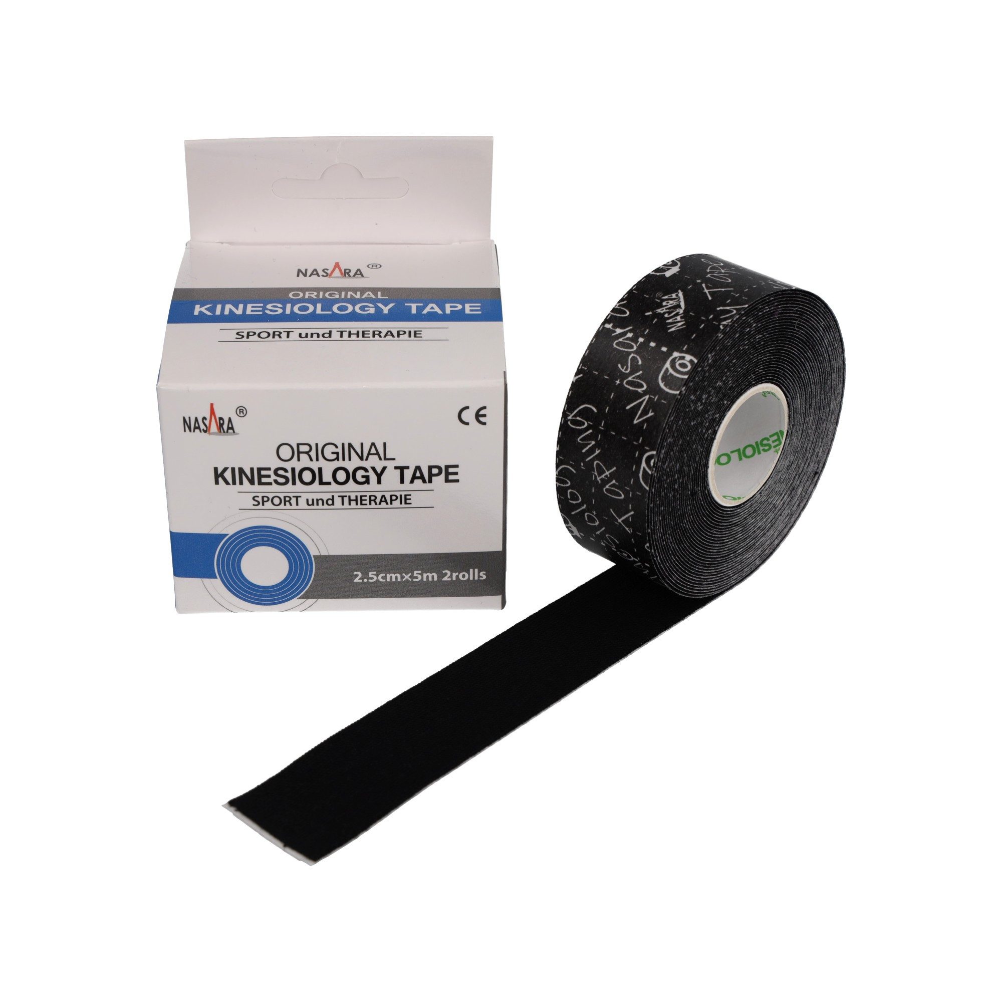 NASARA Kinesiologie-Tape 2,5cm x 5m - 2 Rollen in 9 Farben
