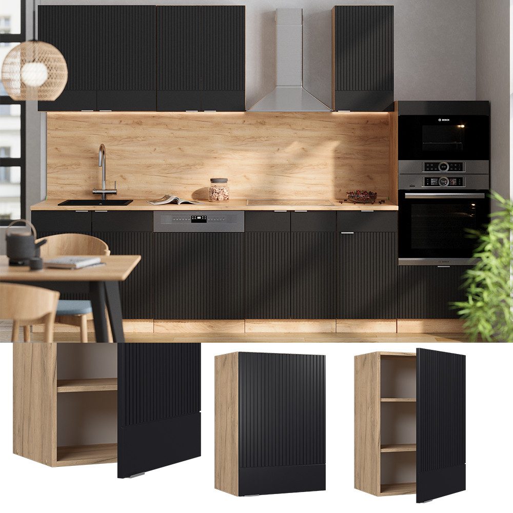 Vicco Hängeschrank Fame-Line, Schwarz gestreift/Goldkraft Eiche, günstig online kaufen