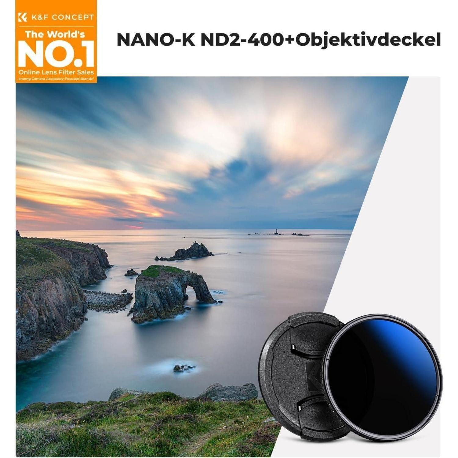 LuxusKollektion 58mm ND Filter Variabler Graufilter ND2-400 mit Objektivdeckel Graufilter