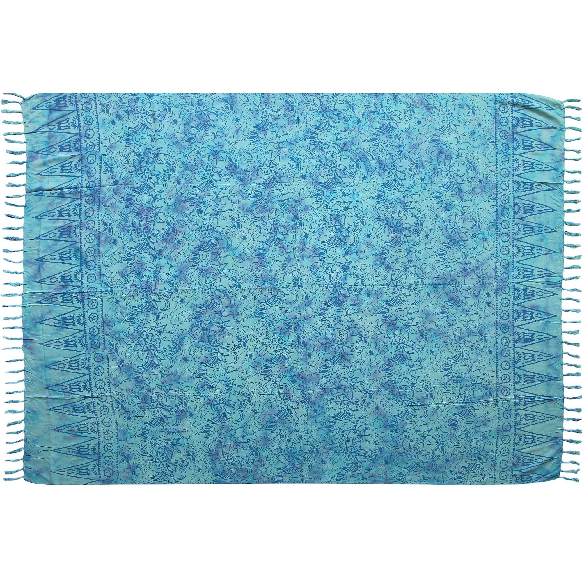 Wogeka Sarong blickdichter Sarong blau als Strandtuch Strandkleid Wickelrock
