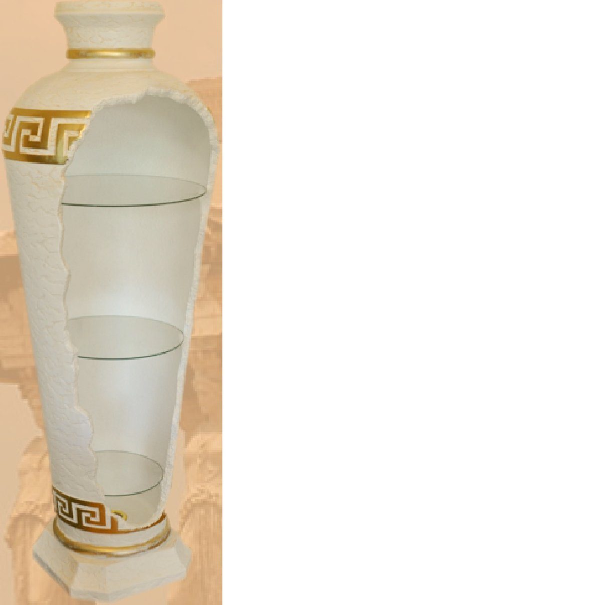 JVmoebel Skulptur Design Bar Schrank Glas Vase Vasenbar Vitrinen Regal Leuchte