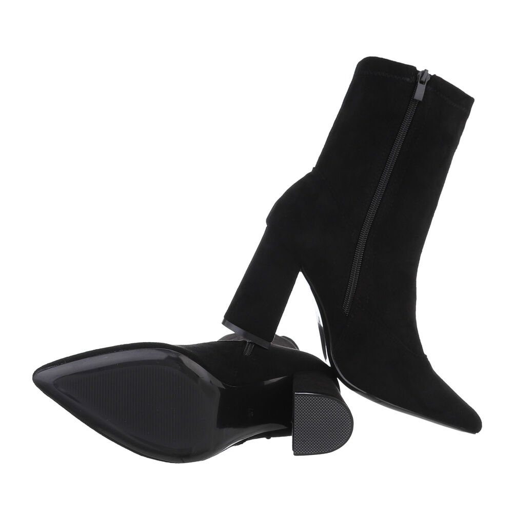 Ital-Design Damen Elegant High-Heel-Stiefelette (85493120) Blockabsatz High-Heel Stiefeletten in Schwarz