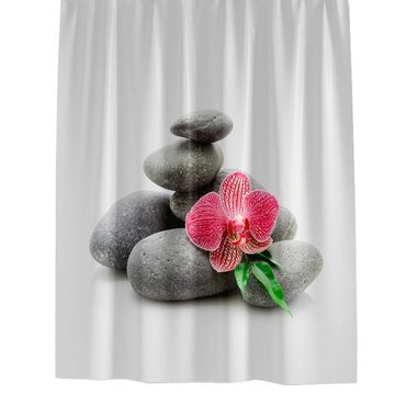 Ekershop Duschvorhang Textil Digitaldruck SPA RELAX Massage für Duschstange Breite 240 cm (inkl. Ringe), Höhe 200 cm, wasserabweisend, waschbar, bügelbar