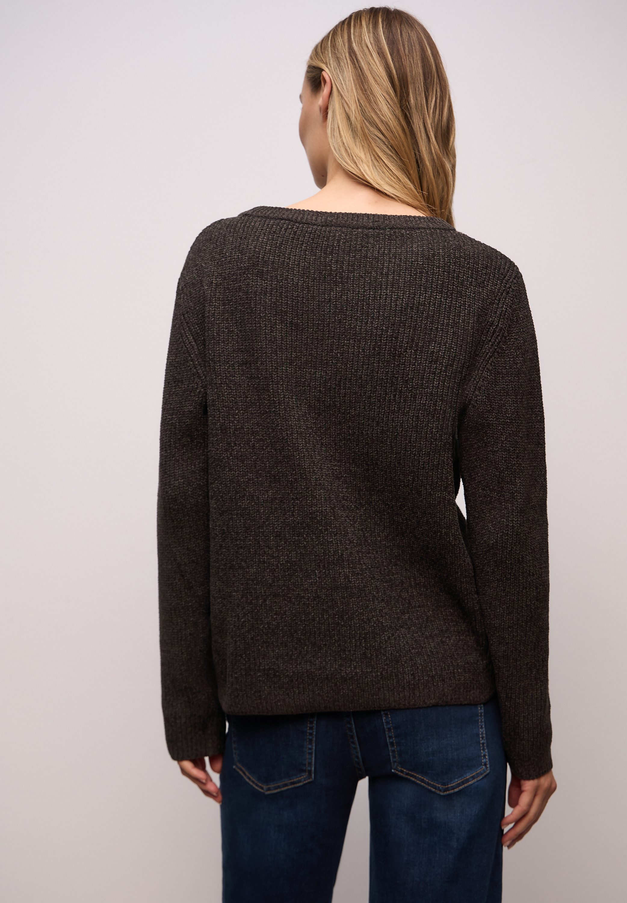 STREET ONE Strickpullover Chenille Pullover mit U-Boot-Auschnitt günstig online kaufen