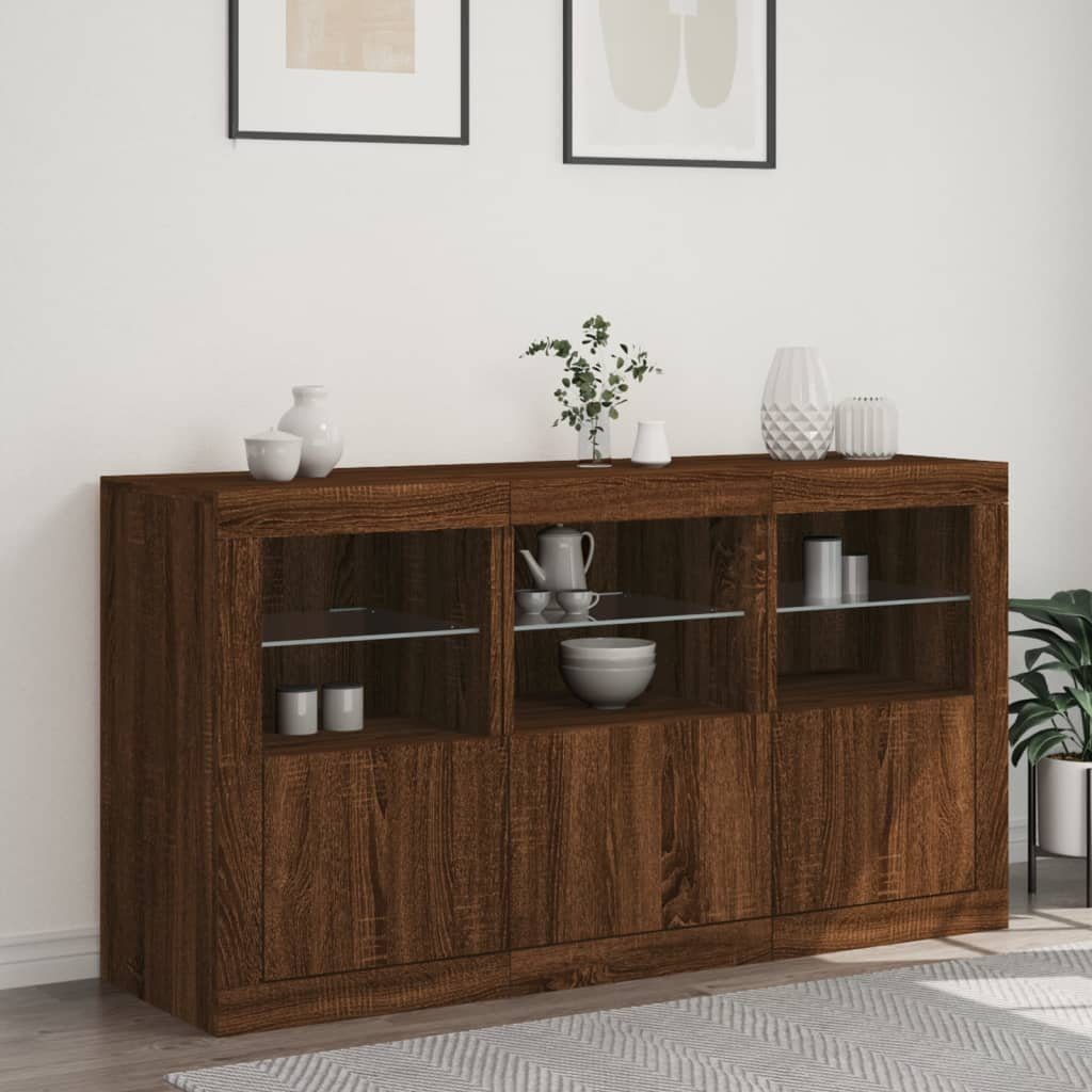 vidaXL Sideboard Sideboard mit LED-Leuchten Braun günstig online kaufen