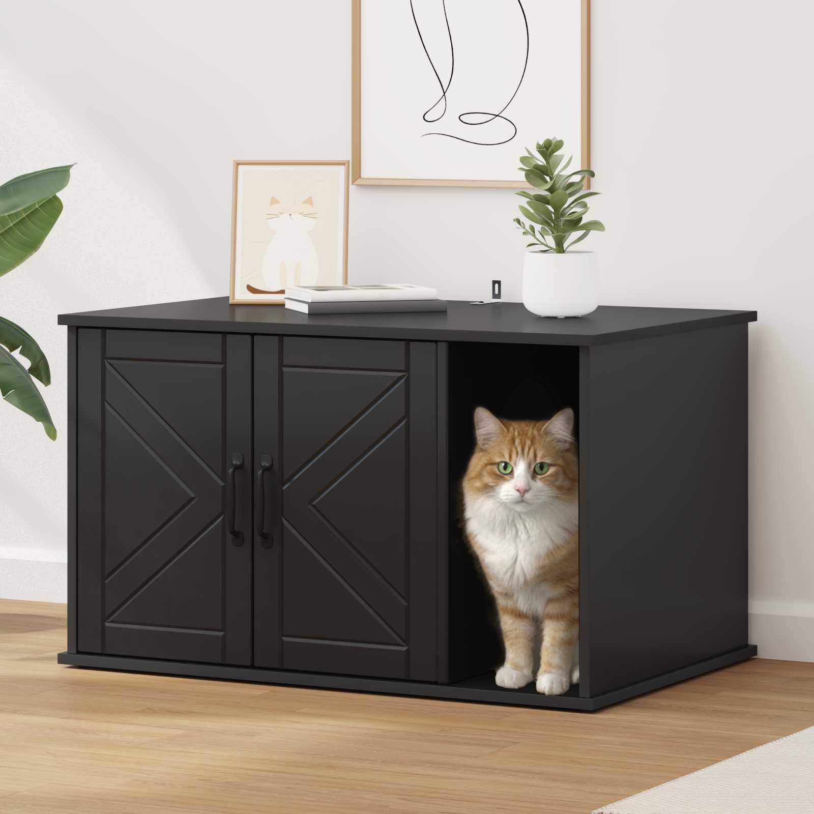 vidaXL Katzenhaus, Katzenhaus Schwarz 85 x 55 x 50 cm Holzwerkstoff