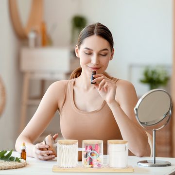 relaxdays Make-Up Organizer Wattestäbchenbehälter mit Tablett
