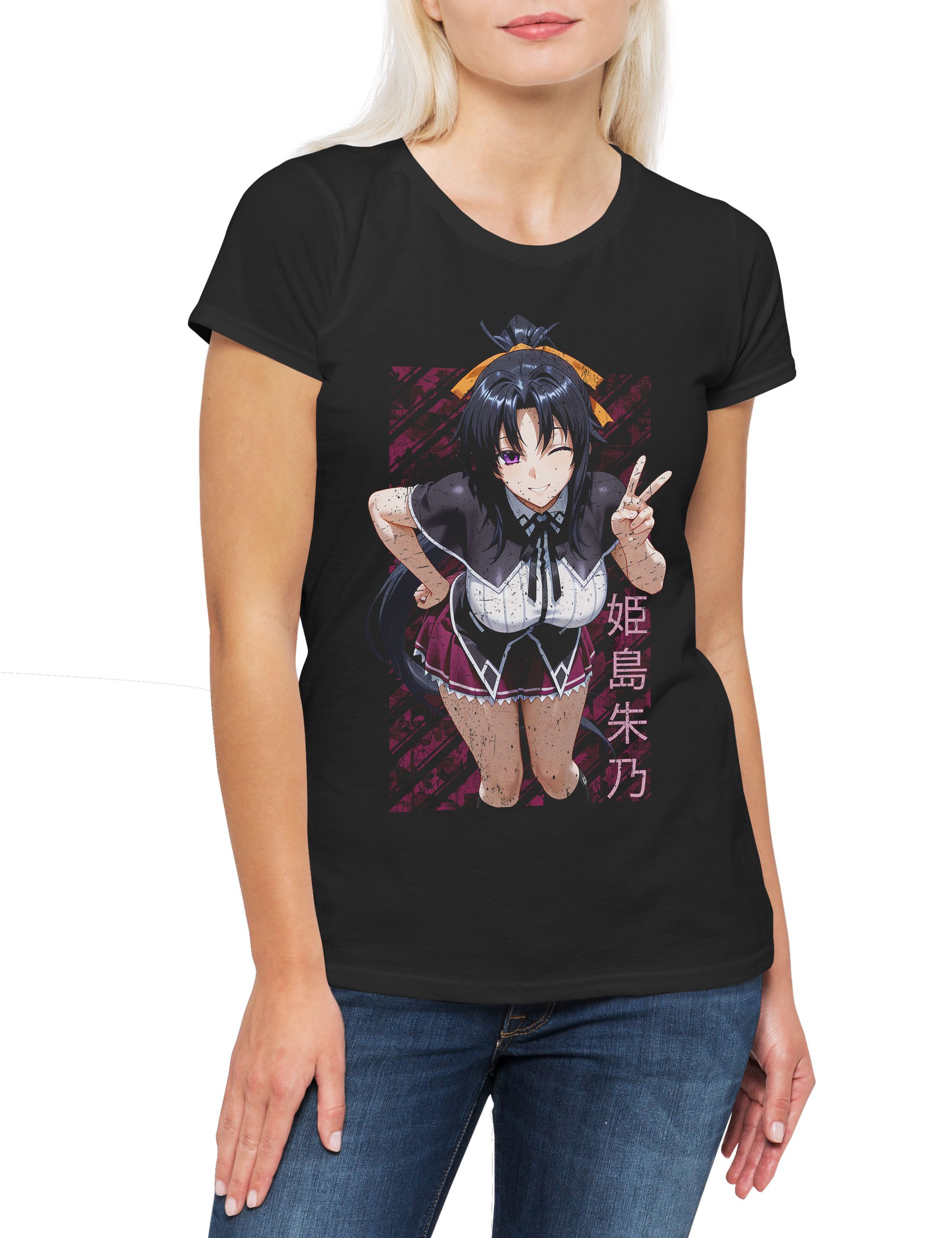 Urban Backwoods Print-Shirt Akeno Anime Damen T-Shirt High School DxD Himejima Issei Hyoudou Rias (1-tlg) Gremory Cyberpunk Manga Asia