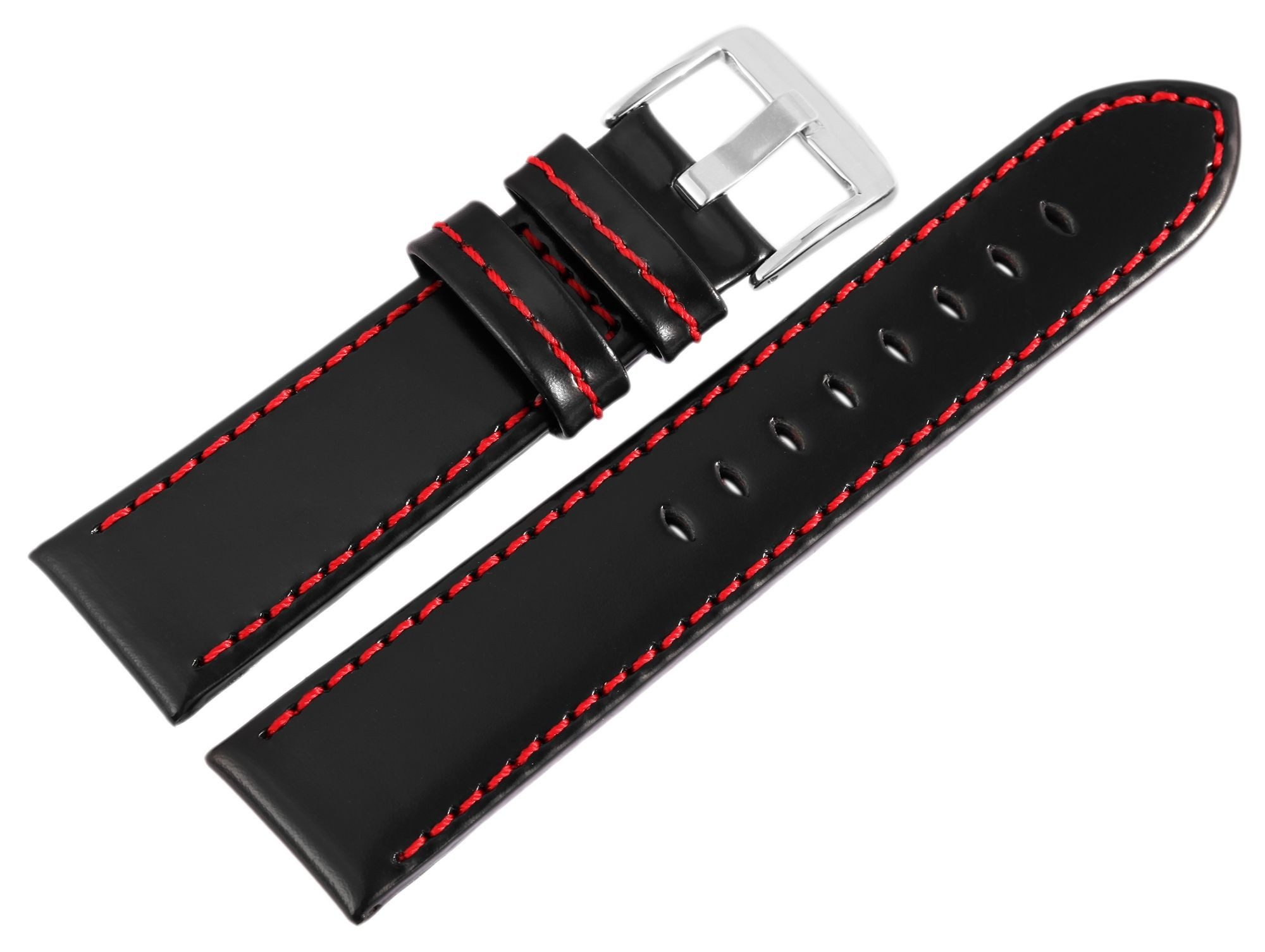 Engelhardt Uhrenarmband LB0042 Echtleder-Uhrenarmband, schwarz, rote Naht, günstig online kaufen