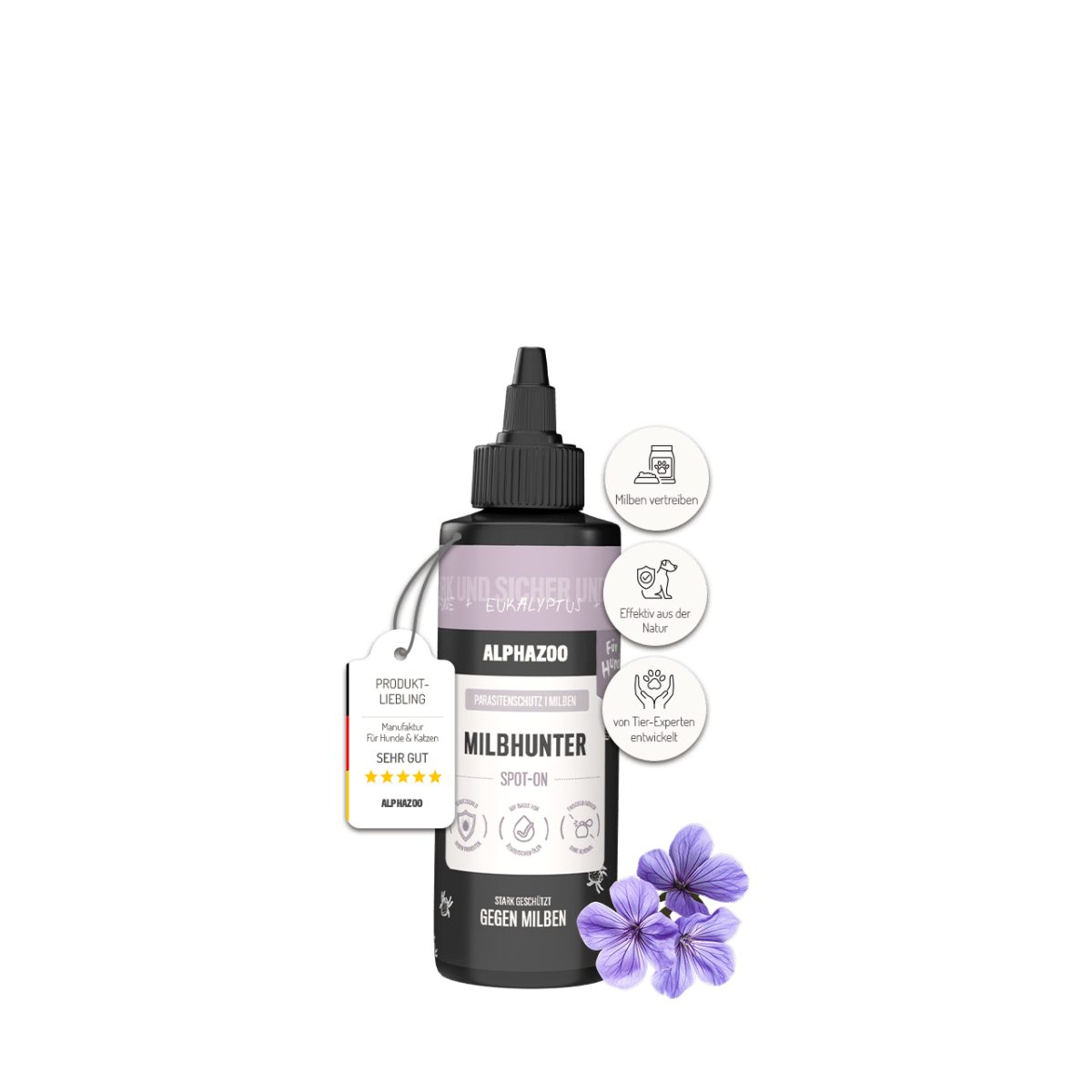 ALPHAZOO Milbenspray MilbHunter Spot-On für Hunde 100 ml, 100 ml, 1-St., Einfach gegen Milben und Grasmilben