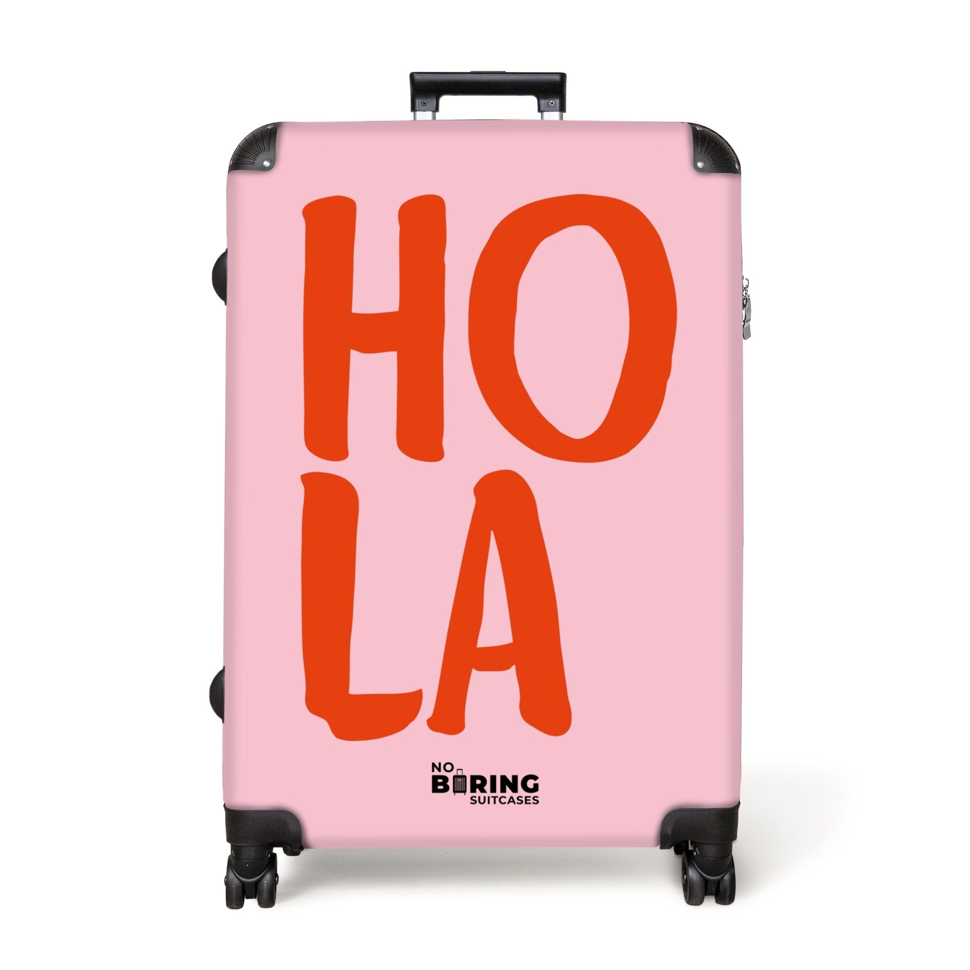 NoBoringSuitcases.com© Hartschalen-Trolley Rosa mit rotem Spruch günstig online kaufen