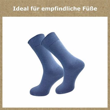 GAWILO Basicsocken aus 100% Baumwolle für Herren in 3 Farbkombinationen ohne Gummidruck (10 Paar) natur-, blau- & dunkle Töne - ideale Ergänzung Ihres Socken Sortiments