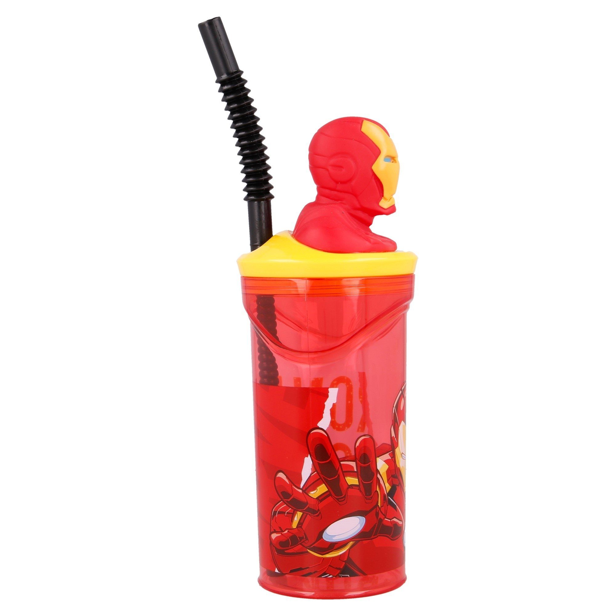 360 AVENGERS BPA mit Kinderbecher ml 3-D frei Kunststoff, Deckel Trinkhalm The und Man, Iron