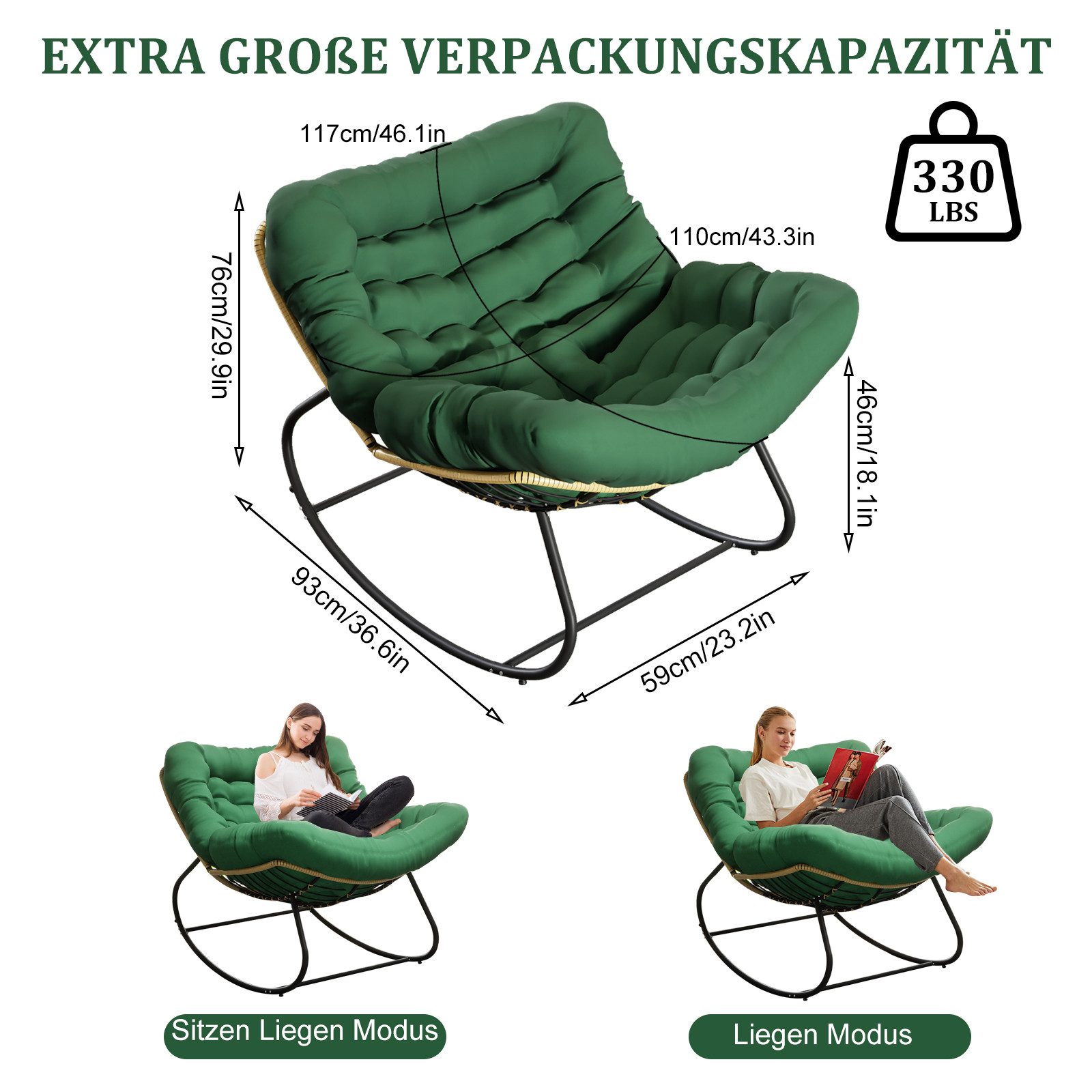 TWSOUL Schaukelsessel Extra dickes gepolstertem, Rattanstuhl günstig online kaufen