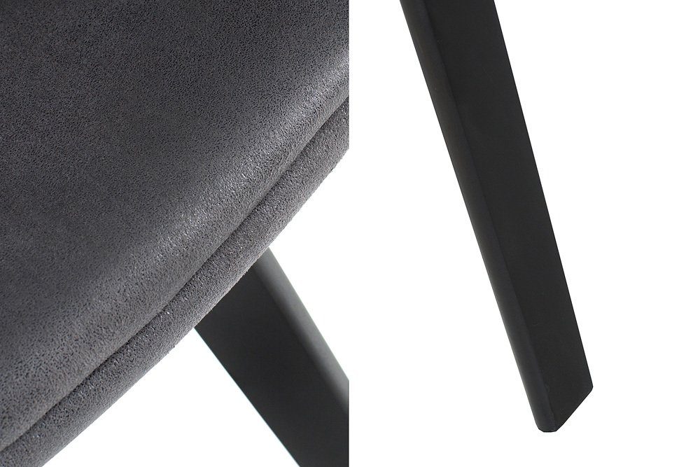 riess-ambiente Polsterstuhl NORDIC STAR antik grau – Microfaser, Massivholz-Beine, mit Armlehne (Einzelartikel, 1 St), Industrial Design mit Sitzkomfort – ideal für Dein Loft-Esszimmer
