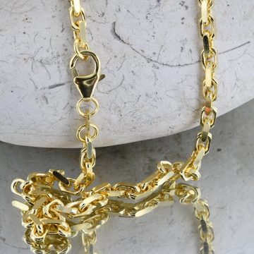 HOPLO Goldkette Ankerkette diamantiert Länge 50cm - Breite 3,0mm - 750-18 Karat Gold, Made in Germany