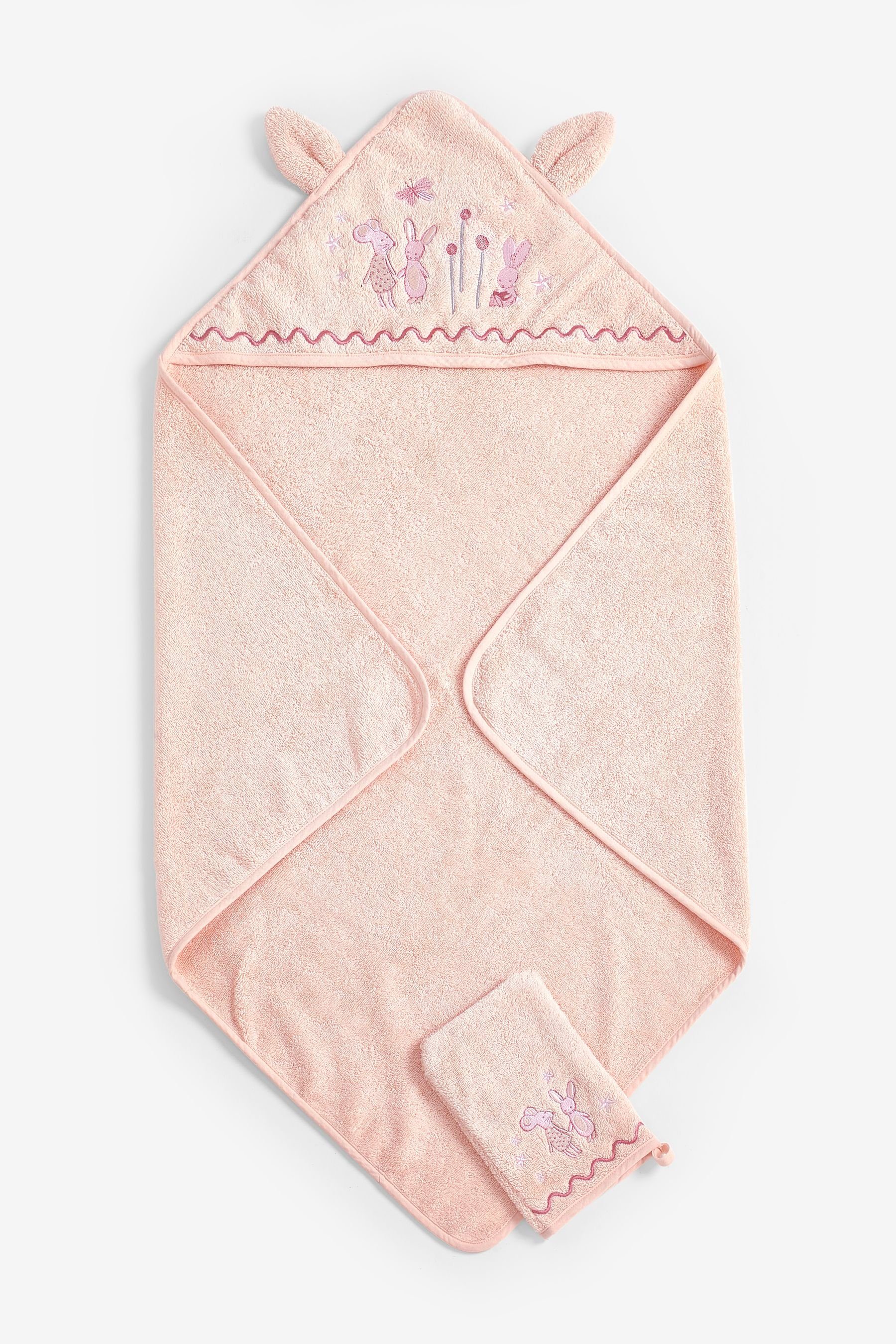 aus Kapuze Baumwolle Handtuch (2-St) Handtücher Bunnies Pink mit Neugeborene, Next für