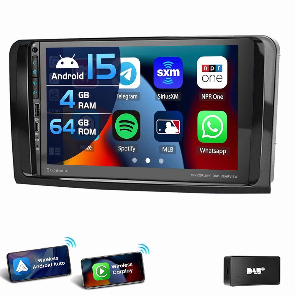 ESSGOO Für Mercedes Benz ML/GL-Class W164 X164 Android 15 Mit USB Type-C Autoradio (Digitalradio (DAB), Apple Carplay Android Auto GPS NAVI RDS SWC)