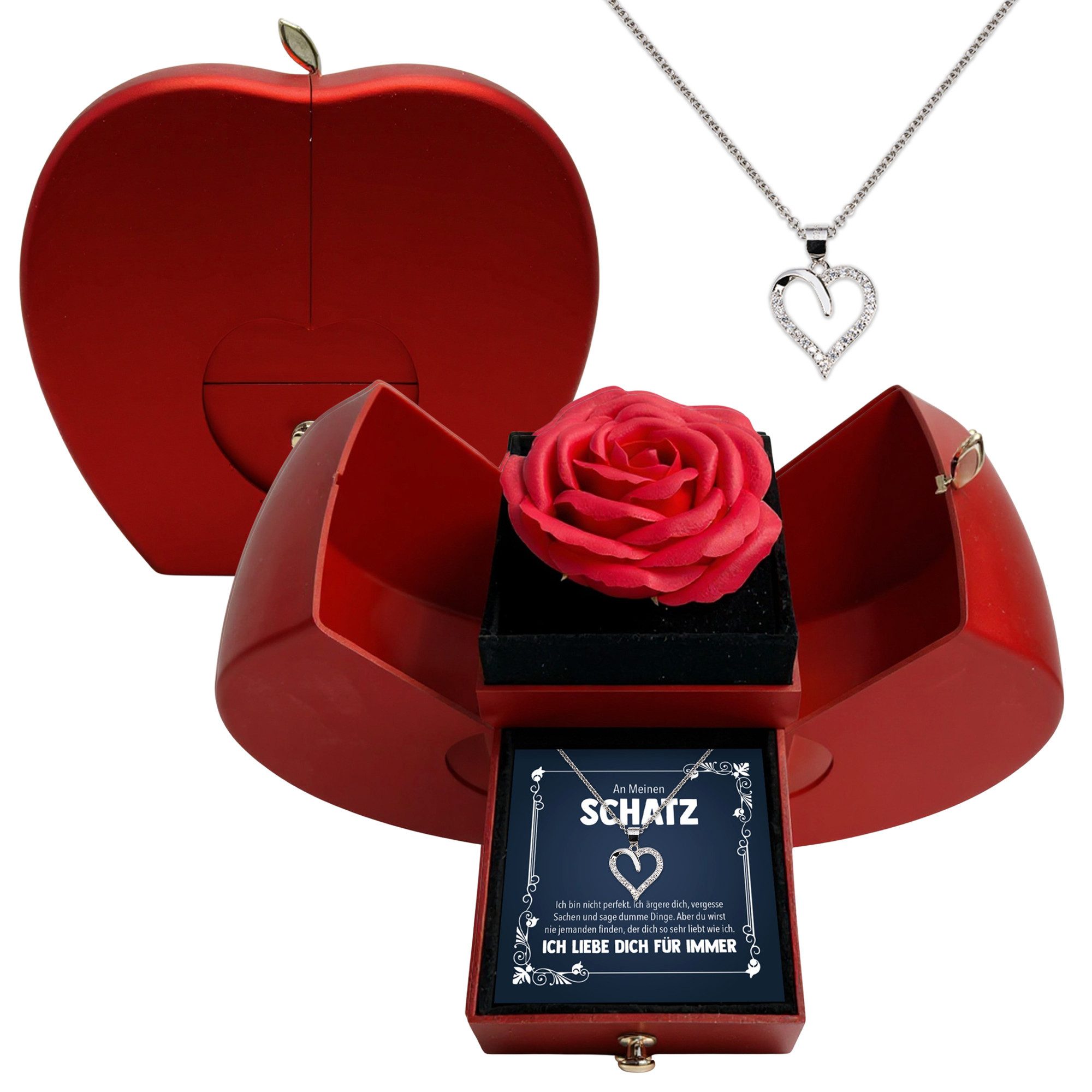 22Feels Schmuckset An Meinen Schatz Geschenk Frauen Herz Halskette in Apfel günstig online kaufen