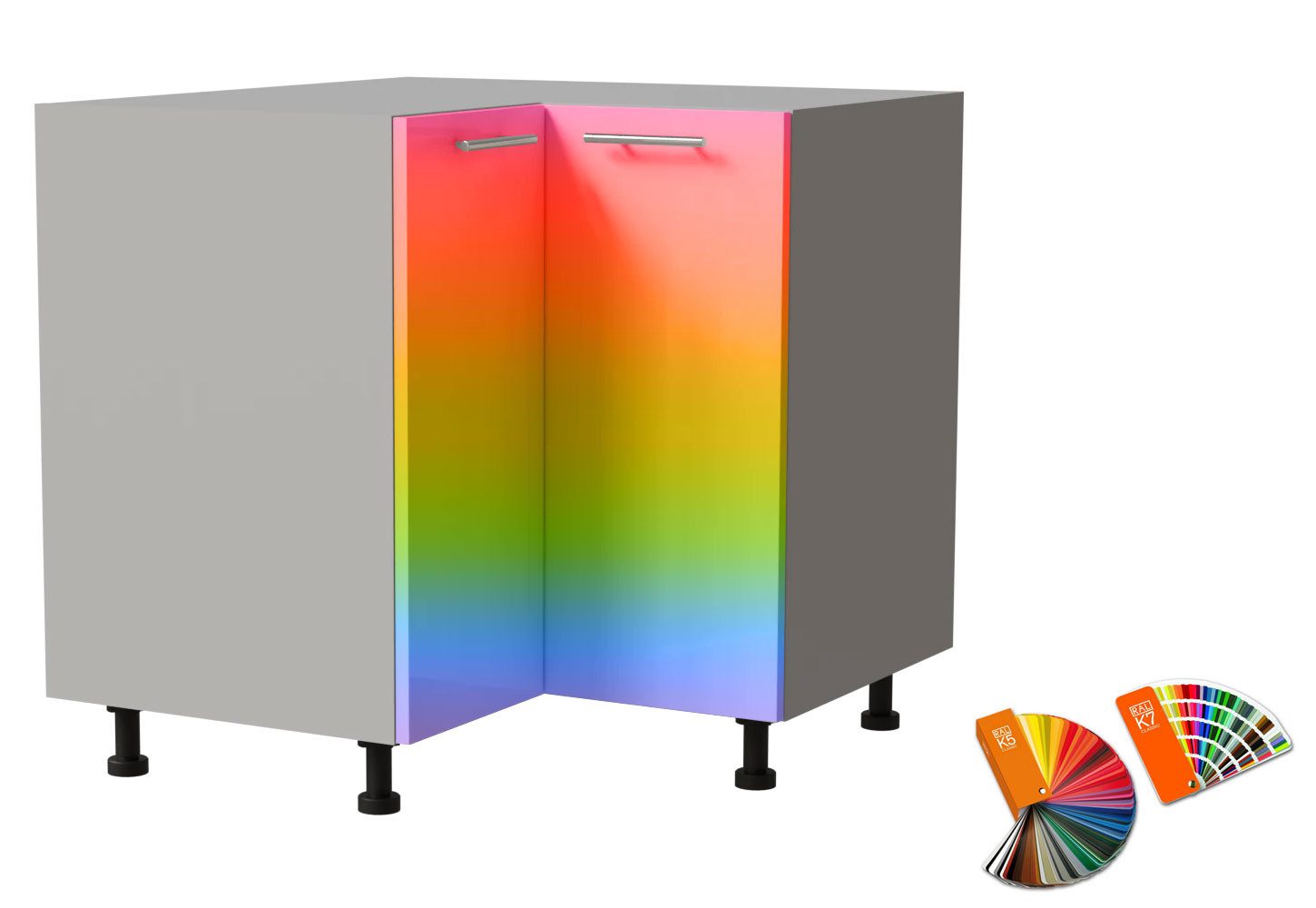 Feldmann-Wohnen Eckschrank Brerra (D12/90, 2-türig, ohne Einlegeboden, 1-St., moderne Optik, lackierte Fronten, Stellmaß 90x90cm) grau / RAL Wunschfarbe (K5 oder K7)