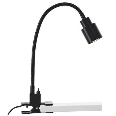 Lightbox LED Schreibtischlampe, LED wechselbar, warmweiß, flexible Klemmleuchte, 37 x 27 cm, GU10, 3 W, 300 lm, 3000 K, schwarz