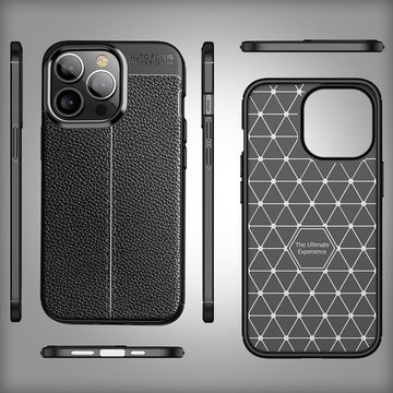 Nalia Smartphone-Hülle Apple iPhone 14 Pro Max, Leder-Look Silikon Hülle / Anti-Fingerabdruck / Kratzfest / Rutschfest