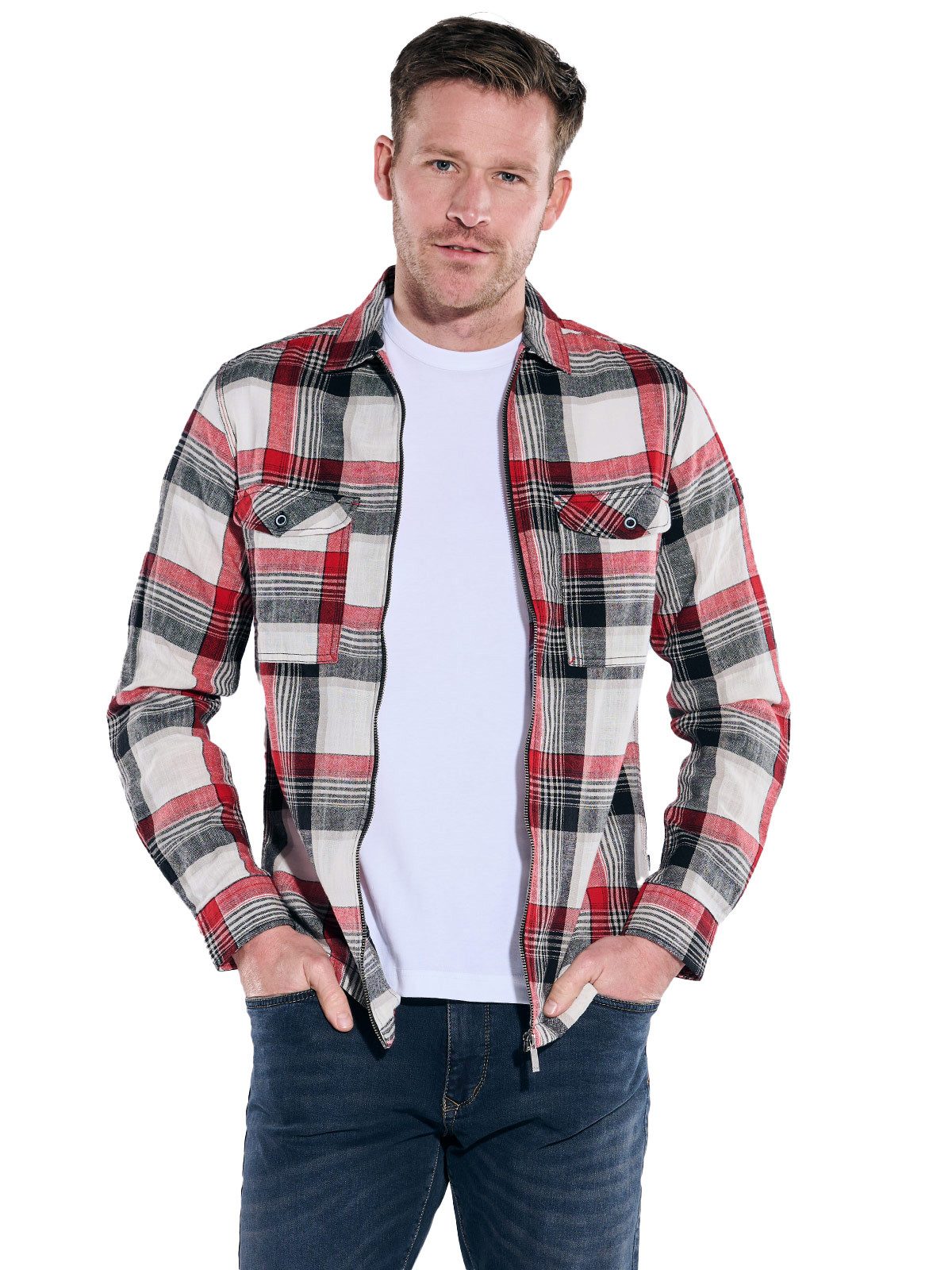 Engbers Langarmhemd Overshirt kariert