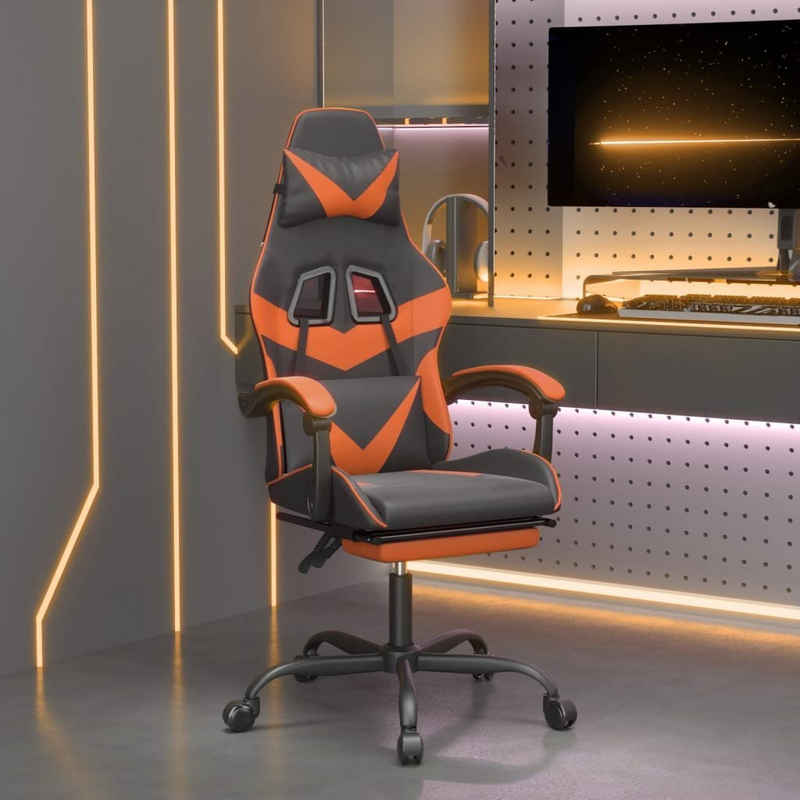 vidaXL Gaming-Stuhl Gaming-Stuhl mit Fußstütze Schwarz und Orange Kunstleder (1 St)