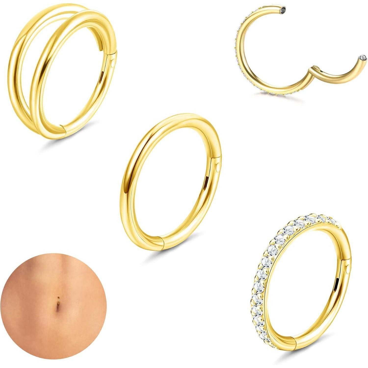 Bauchnabelpiercing 3er Set Damen Bauchnabelpiercing Chirurgenstahl Zirkonia Piercing Set