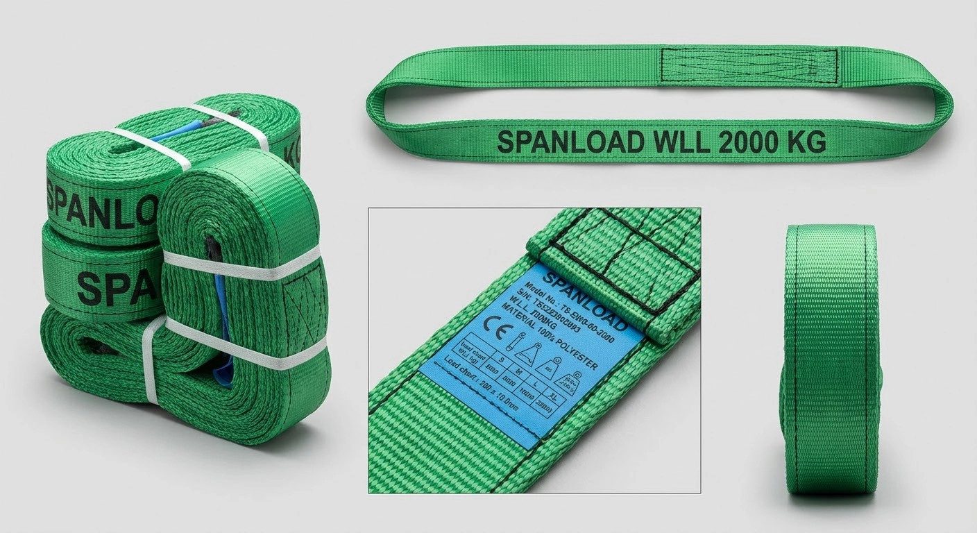 Riyashop Seilspanngarnitur Endlosschlinge Hebeband 2 Tonne Bandschlinge 5m Anschlagmittel (Grün)