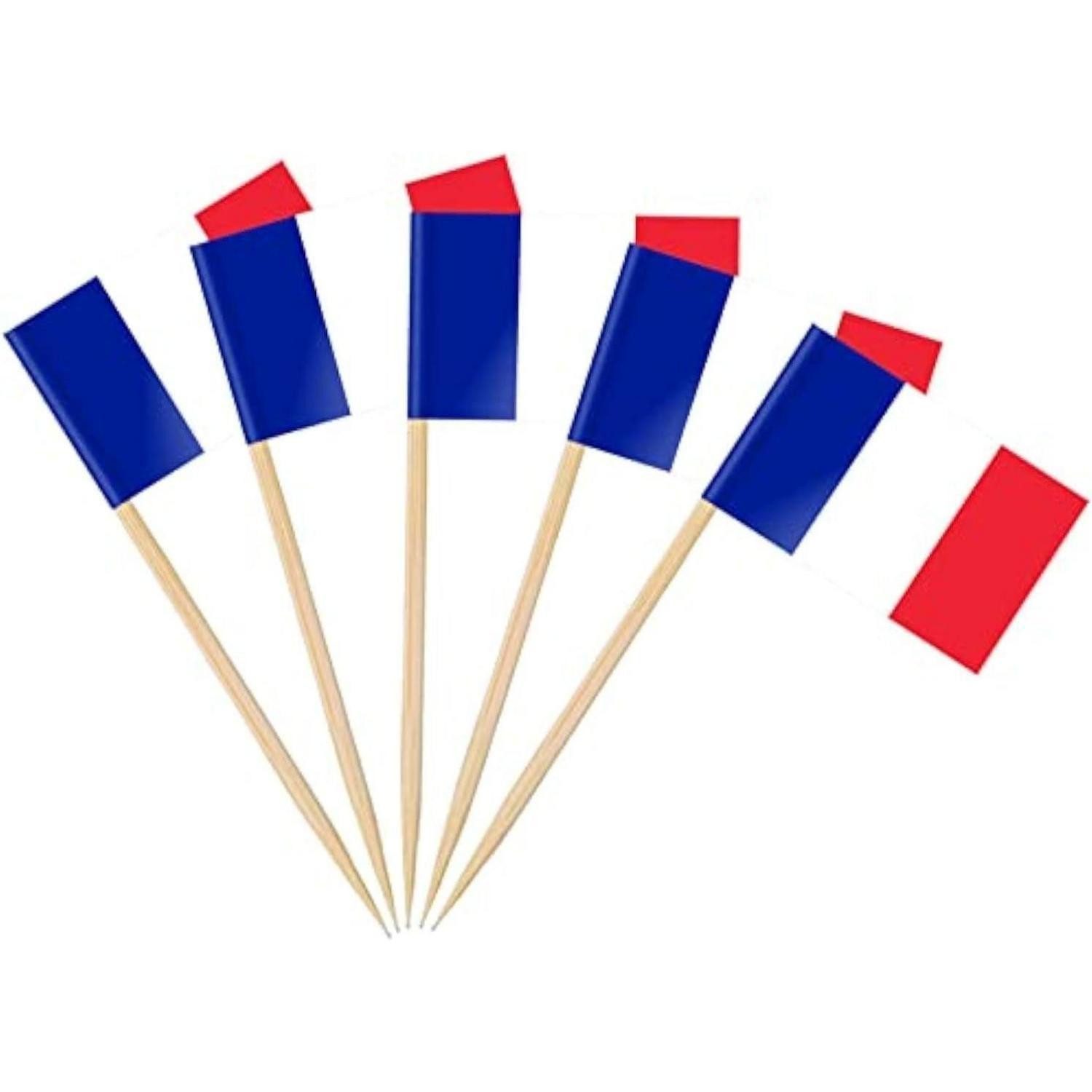 LuxusKollektion Partyspieße Fähnchen Französische Cupcake Frankreich Zahnstocher Flagge 100 Stück